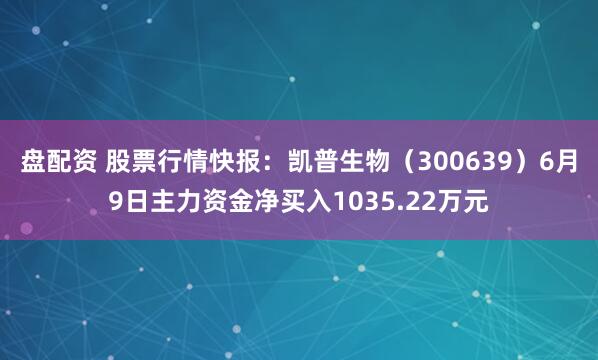 盘配资 股票行情快报：凯普生物（300639）6月9日主力资金净买入1035.22万元